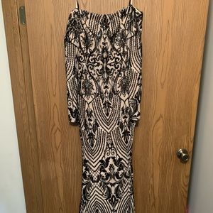 Cream and Black Formal Dress